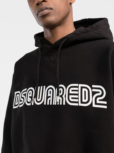 Dsquared2 Outline logo-print Cotton Hoodie Black