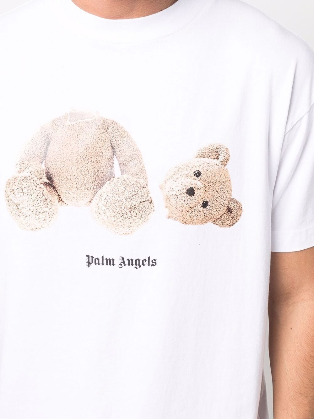 Palm Angels – T-Shirt mit Teddybär-Logo-Print in Weiß