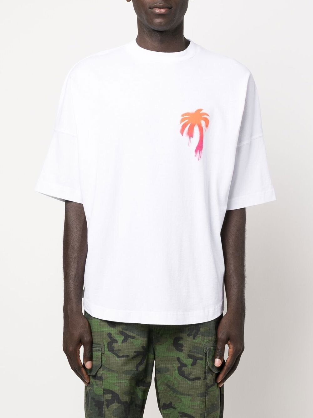 Palm Angels Spray-effect Logo-print T-shirt White
