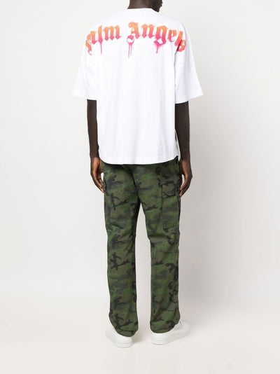 Palm Angels Spray-effect Logo-print T-shirt White