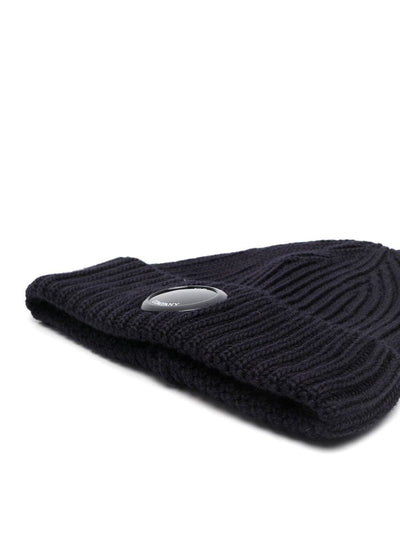 C.P. Company Extra Fine Merino Wool Beanie in Total Eclipse Blue