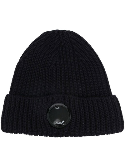 C.P. Company Extra Fine Merino Wool Beanie in Total Eclipse Blue