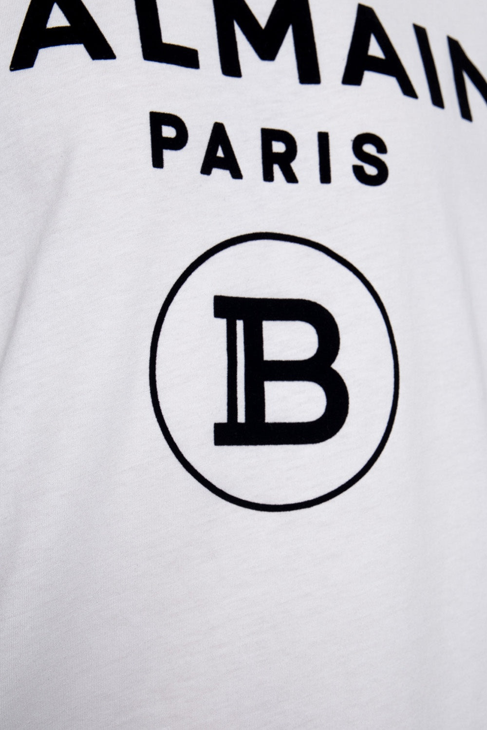 Balmain White Flocked B Paris Logo T-shirt