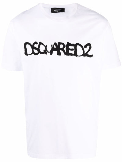 Dsquared2 Fluorescent Spray Logo T-shirt in White