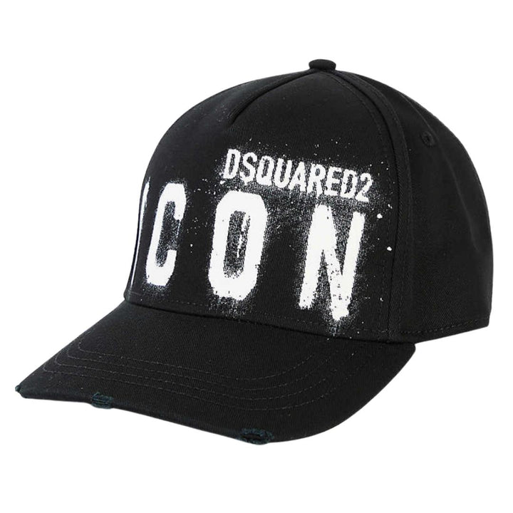 【新品、本物、当店在庫だから安心】 Dsquared2 ICON Spray Paint Black Cap – TheDesignerBox 帽子