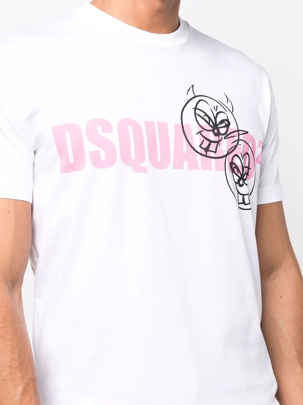 Dsquared2 Doodle Logo Face Cotton T-shirt in White