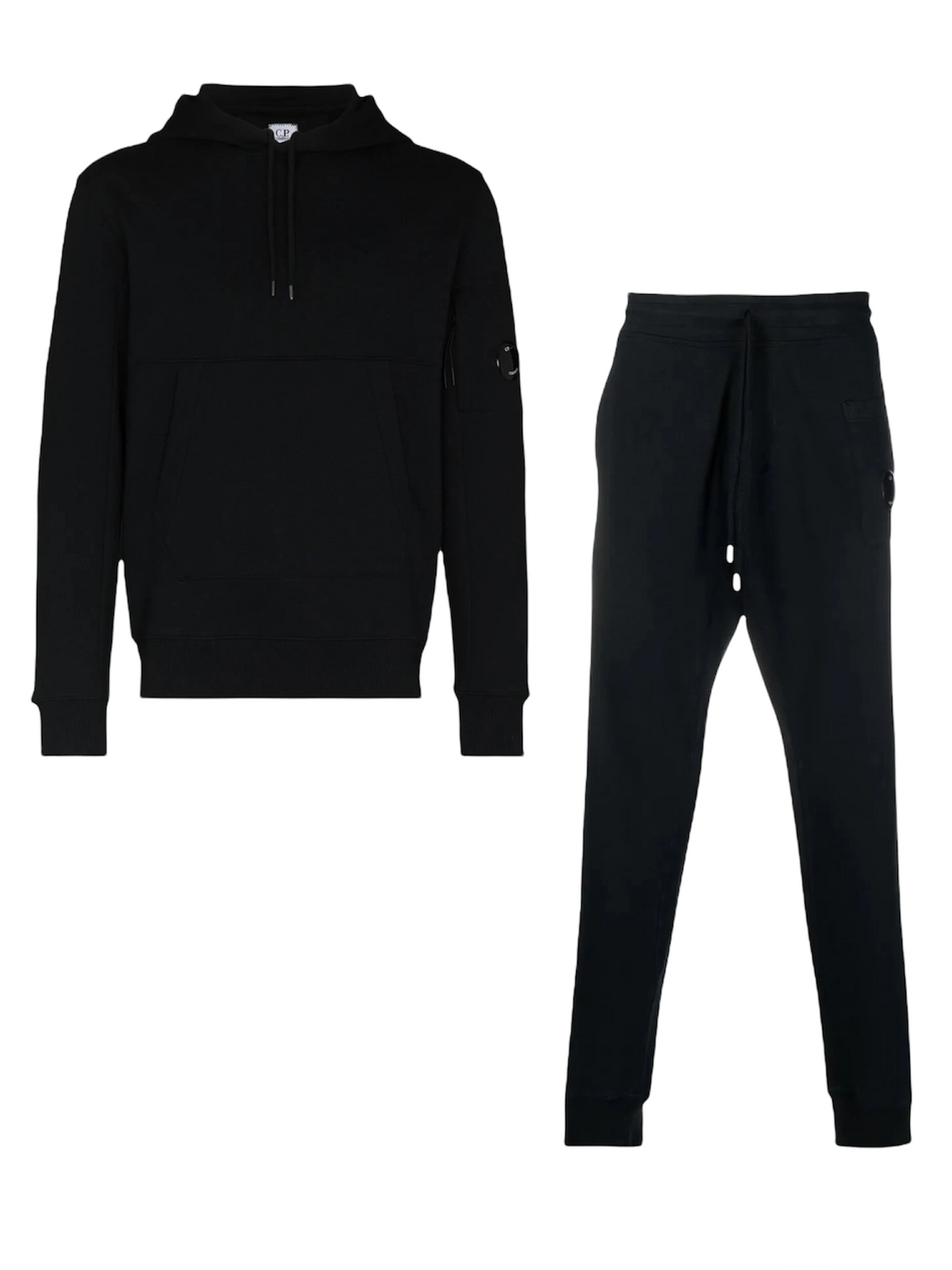 C.P. Company Logo Patch Hoodie & Joggers Tracksuit in Black