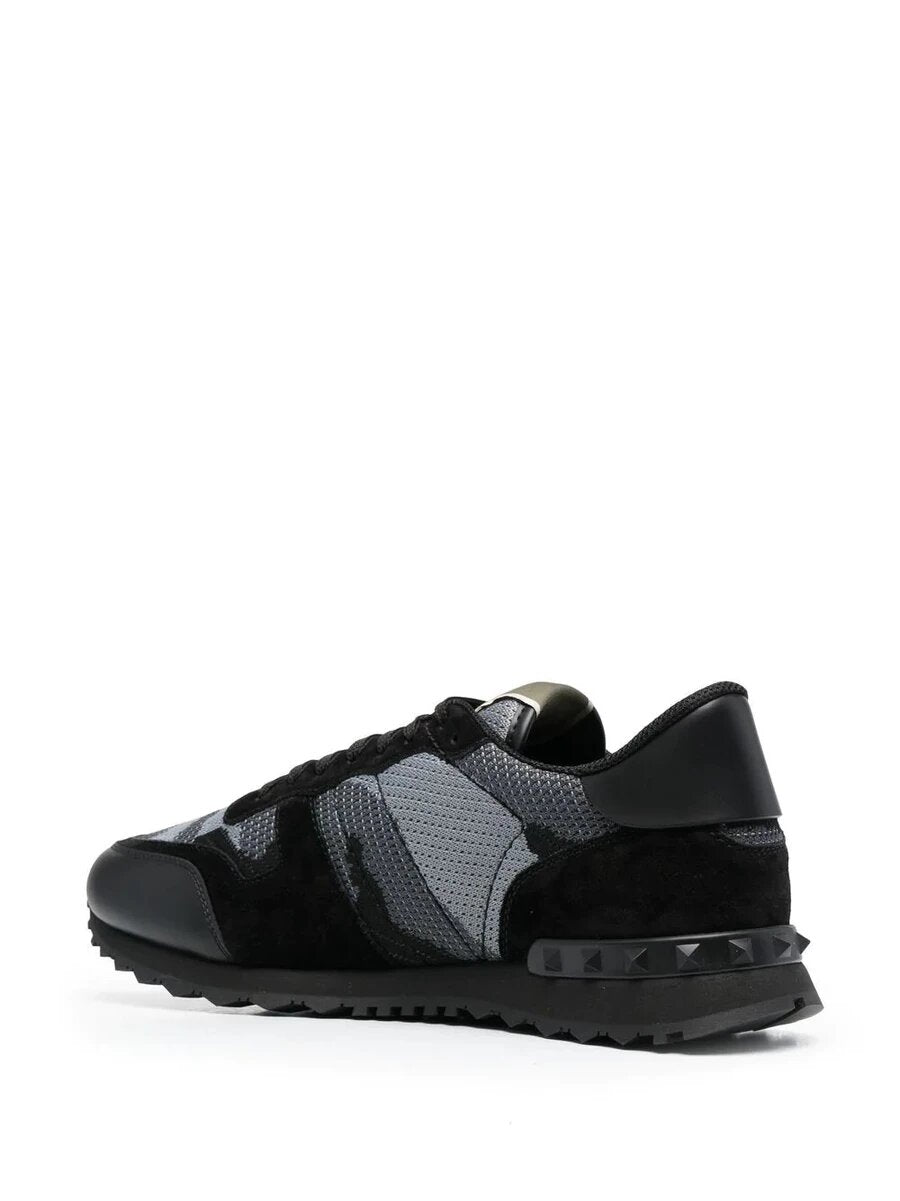 Valentino Mesh Camouflage Trainers in Black & Grey