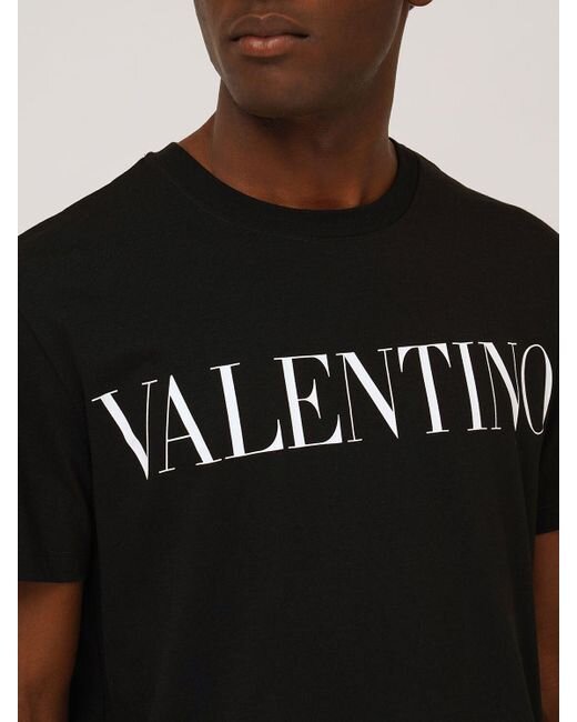 Valentino Black Logo Print Cotton Jersey T shirt